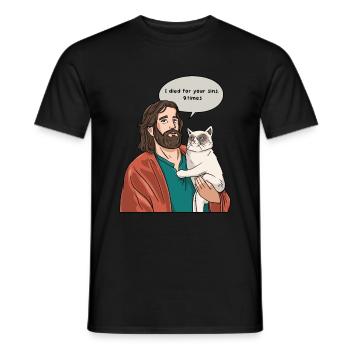 Katze Als Jesus Humor Für Einen Christlichen - Männer T-Shirt - Schwarz - Vorne - AI Model Male 178 light (178cm)