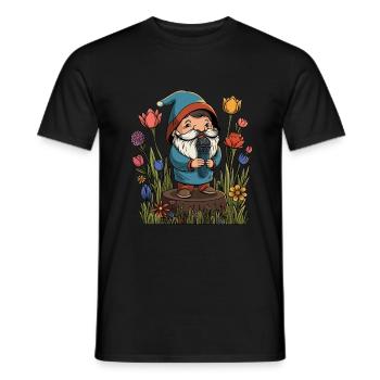 Singing garden gnome design for a - Men's T-Shirt - black - Front - AI Model Male 178 light (178cm)