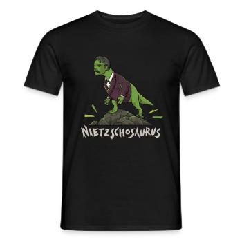 Nietzsche T-Rex Dinosaurier Design für einen - Männer T-Shirt - Schwarz - Vorne - AI Model Male 178 light (178cm)