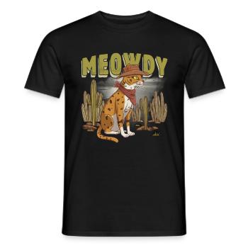 Cat Design Meowdy Cat - Men's T-Shirt - black - Front - AI Model Male 178 light (178cm)