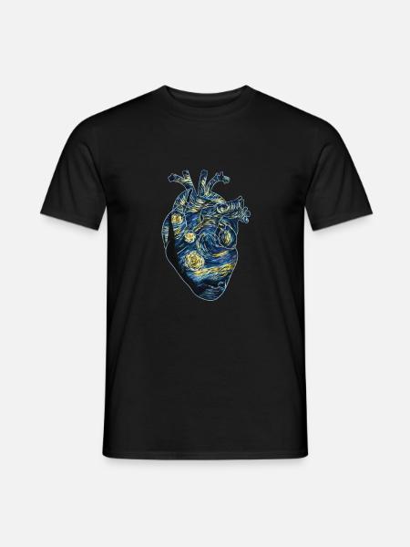 Anatomisches Herz im Stil von Van Goghs Stary - Männer T-Shirt - Schwarz