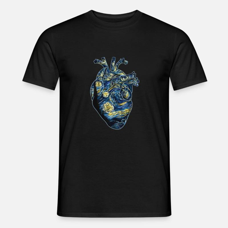Cuore anatomico nello stile di Stary di Van Gogh - T-shirt uomo - nero