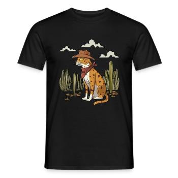 Texas Cat Design - Männer T-Shirt - Schwarz - Vorne - AI Model Male 178 light (178cm)