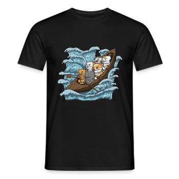 Paddelboot Katzen Designs für eine Rudermannschaft - Männer T-Shirt - Schwarz - Vorne - AI Model Male 178 light (178cm)