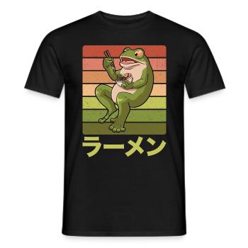 Toad frog eats ramen soup Design for a - Men's T-Shirt - black - Front - AI Model Male 178 light (178cm)