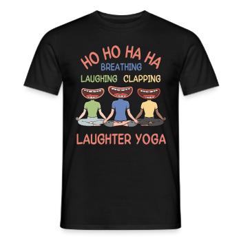 Respirer, rire, applaudir, rire yoga - T-shirt homme - noir - Devant - AI Model Male 178 light (178cm)
