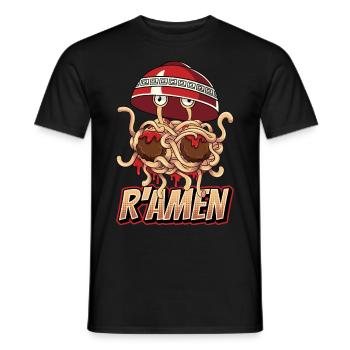 Monstre spaghetti volant FSM Pastafarian - T-shirt homme - noir - Devant - AI Model Male 178 light (178cm)