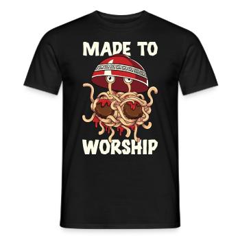 Flying Spaghetti Monster FSM Pastafarian - Men's T-Shirt - black - Front - AI Model Male 178 light (178cm)