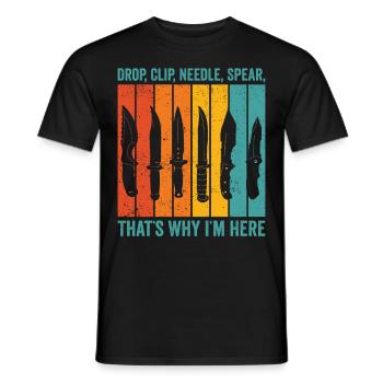Funny knife collector retro - Men's T-Shirt - black - Front - AI Model Male 178 light (178cm)