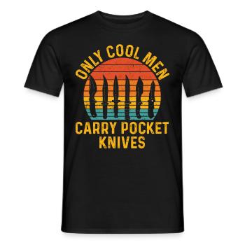 Drôle de collectionneur de couteaux rétro - T-shirt homme - noir - Devant - AI Model Male 178 light (178cm)