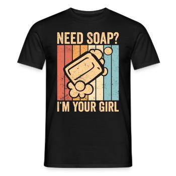 Funny soap making soap maker - Men's T-Shirt - black - Front - AI Model Male 178 light (178cm)