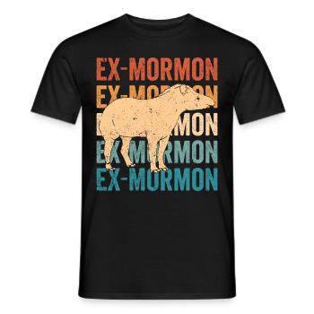Ex Mormonen Tapir Pferd LDS Retro Exmo - Männer T-Shirt - Schwarz - Vorne - AI Model Male 178 light (178cm)