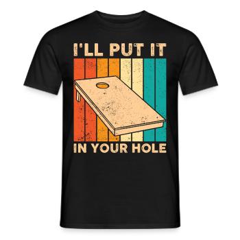 Funny Cornhole Corn Hole Retro - Men's T-Shirt - black - Front - AI Model Male 178 light (178cm)