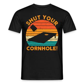 Drôle de trou de maïs Cornhole Retro - T-shirt homme - noir - Devant - AI Model Male 178 light (178cm)