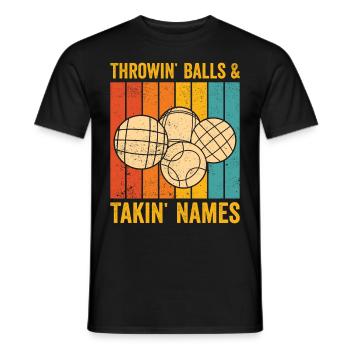 Funny Boccia Ball Retro - Men's T-Shirt - black - Front - AI Model Male 178 light (178cm)