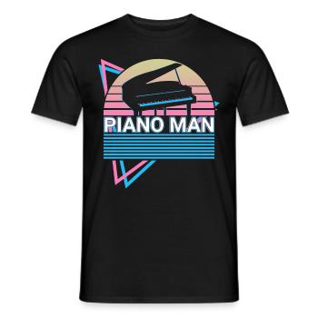 Piano Man Keyboard Klavier Retro - Männer T-Shirt - Schwarz - Vorne - AI Model Male 178 light (178cm)