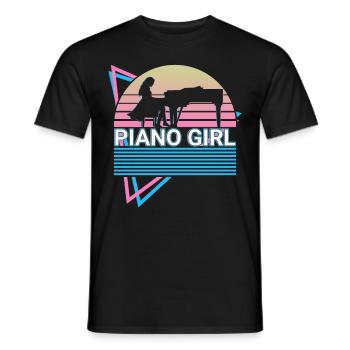 Piano Girl Keyboard Klavier Retro - Männer T-Shirt - Schwarz - Vorne - AI Model Male 178 light (178cm)
