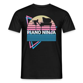 Piano Ninja Clavier Piano Rétro - T-shirt homme - noir - Devant - AI Model Male 178 light (178cm)