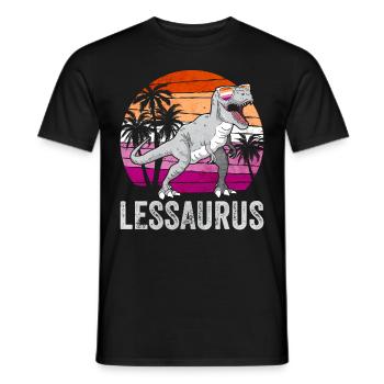 Lesbian Pride Flag Dinosaur Trex LGBTQ - Men's T-Shirt - black - Front - AI Model Male 178 light (178cm)