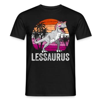Lesbian Pride Flag Dinosaur Trex LGBTQ - Men's T-Shirt - black - Front - AI Model Male 178 light (178cm)