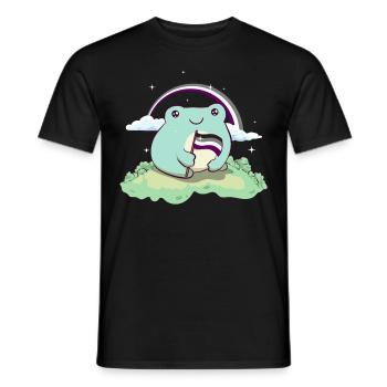 Asexual Pride Ace Flag Cute Frog Subtle LGBTQ - Männer T-Shirt - Schwarz - Vorne - AI Model Male 178 light (178cm)