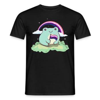 Genre Fluid Pride Flag Mignon Grenouille subtile LGB - T-shirt homme - noir - Devant - AI Model Male 178 light (178cm)