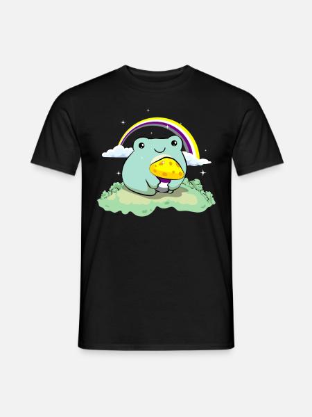 Nicht binär Stolz Flagge niedlich Frosch Pilz subt - Männer T-Shirt - Schwarz