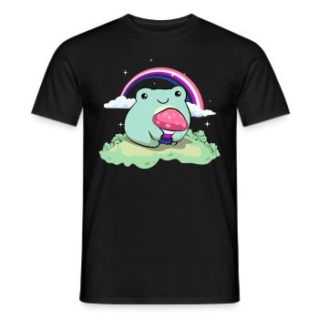 Genre Fluid Pride Flag Mignon Grenouille Champignon Subtil - T-shirt homme - noir - Devant - AI Model Male 178 light (178cm)