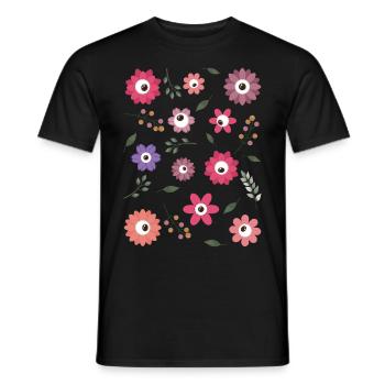 Weirdcore Aesthetic Floral Eyes Muster - Männer T-Shirt - Schwarz - Vorne - AI Model Male 178 light (178cm)