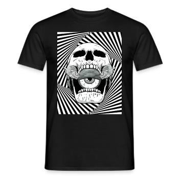Weirdcore Ästhetischer Totenkopf Augapfel Flügel - Männer T-Shirt - Schwarz - Vorne - AI Model Male 178 light (178cm)