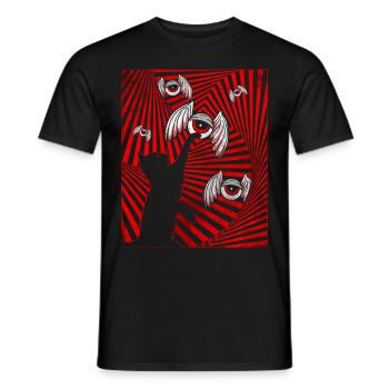 Weirdcore Aesthetic Schwarze Katze Augäpfel Flügel - Männer T-Shirt - Schwarz - Vorne - AI Model Male 178 light (178cm)