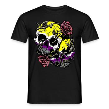 Non Binaire Fierté Drapeau Crâne Roses Subtil LGBT - T-shirt homme - noir - Devant - AI Model Male 178 light (178cm)