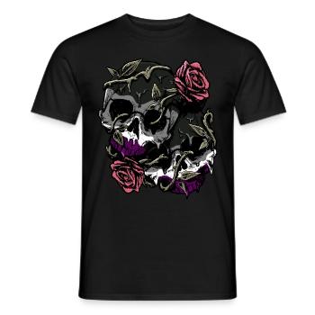 Asexual Pride Ace Flag Skull Roses Subtil LGBTQ - T-shirt homme - noir - Devant - AI Model Male 178 light (178cm)