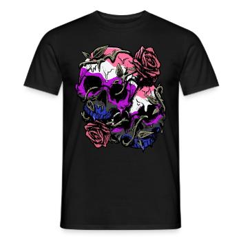 Genre Fluid Fierté Drapeau Crâne Roses Subtil LGB - T-shirt homme - noir - Devant - AI Model Male 178 light (178cm)
