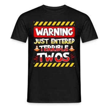 Avertissement de l’apparition des terribles jumeaux - T-shirt homme - noir - Devant - AI Model Male 178 light (178cm)