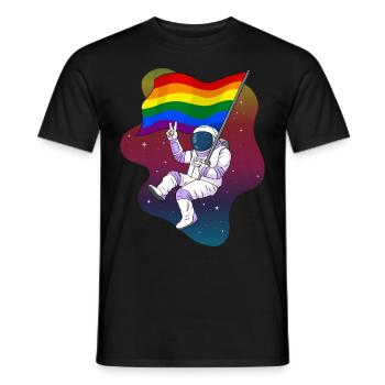 Gay Pride Rainbow Flag astronaute de l’espace - T-shirt homme - noir - Devant - AI Model Male 178 light (178cm)