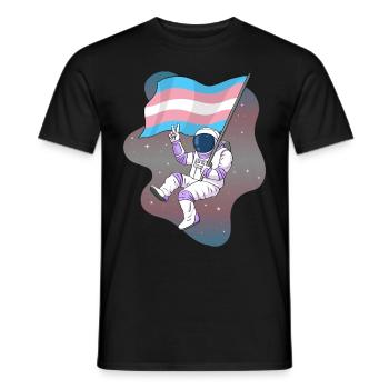 Transgender Pride Trans Flag Space Astronaut - Men's T-Shirt - black - Front - AI Model Male 178 light (178cm)