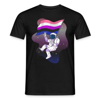 Genre Fluid Pride Flag Space Astronaut Subtil - T-shirt homme - noir - Devant - AI Model Male 178 light (178cm)