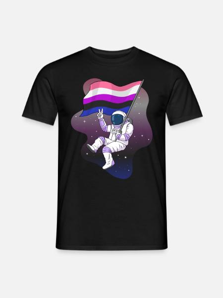 Gender Fluid Stolz Flagge Raum Astronaut Subtile - Mænd T-shirt - sort