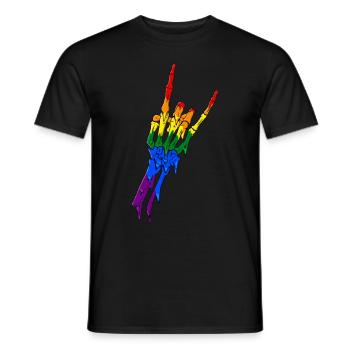 Gay Pride Rainbow Flag Devil Horn Ske - Men's T-Shirt - black - Front - AI Model Male 178 light (178cm)