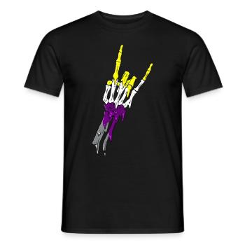 Non Binary Pride Flag Devil Horn Skeleton Subtle - Männer T-Shirt - Schwarz - Vorne - AI Model Male 178 light (178cm)