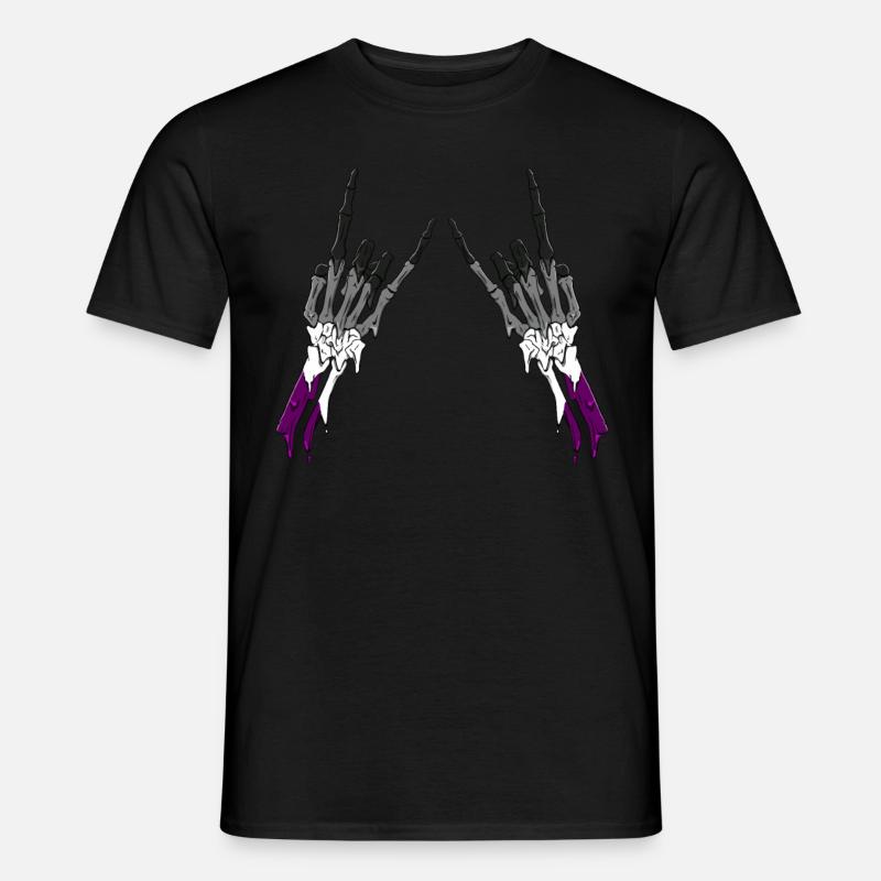 Asexual Pride Ace Flag Devil Horn Skeleton Subtle - Männer T-Shirt - Schwarz