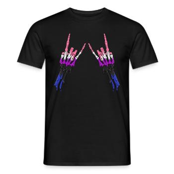 Genre Fluid Pride Flag Devil Horn Skeleton Subt - T-shirt homme - noir - Devant - AI Model Male 178 light (178cm)