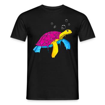 Pansexual Pride Pan Flag Sea Turtle Subt - T-shirt homme - noir - Devant - AI Model Male 178 light (178cm)