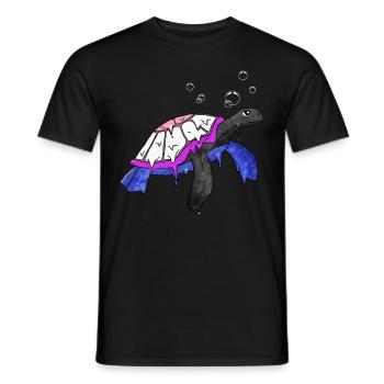 Genre Fluid Pride Flag Sea Turtle Subtil - T-shirt homme - noir - Devant - AI Model Male 178 light (178cm)
