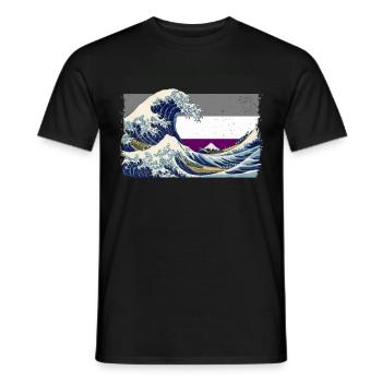 Asexual Pride Ace Flag Big Wave Off Kanaga - Men's T-Shirt - black - Front - AI Model Male 178 light (178cm)