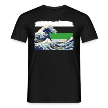Demiromantic Pride Flag Great Wave off Kanaga - Men's T-Shirt - black - Front - AI Model Male 178 light (178cm)