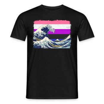 Gender Fluid Pride Flag Big Wave off Kanagawa - Men's T-Shirt - black - Front - AI Model Male 178 light (178cm)