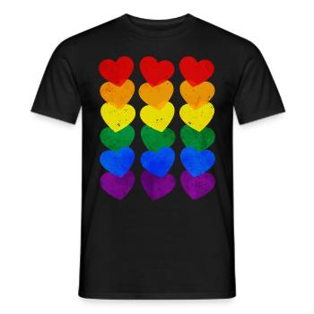 Gay Pride Rainbow Flag Hearts Subtil - T-shirt homme - noir - Devant - AI Model Male 178 light (178cm)