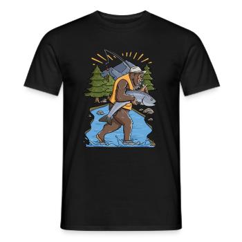 Graphique de pêche au saumon Bigfoot - T-shirt homme - noir - Devant - AI Model Male 178 light (178cm)